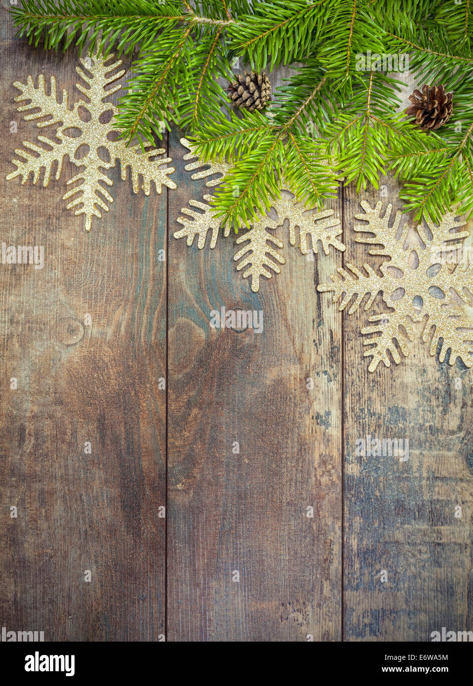 Sfondo di natale, decorazione su un rustico di legno. Foto Stock
