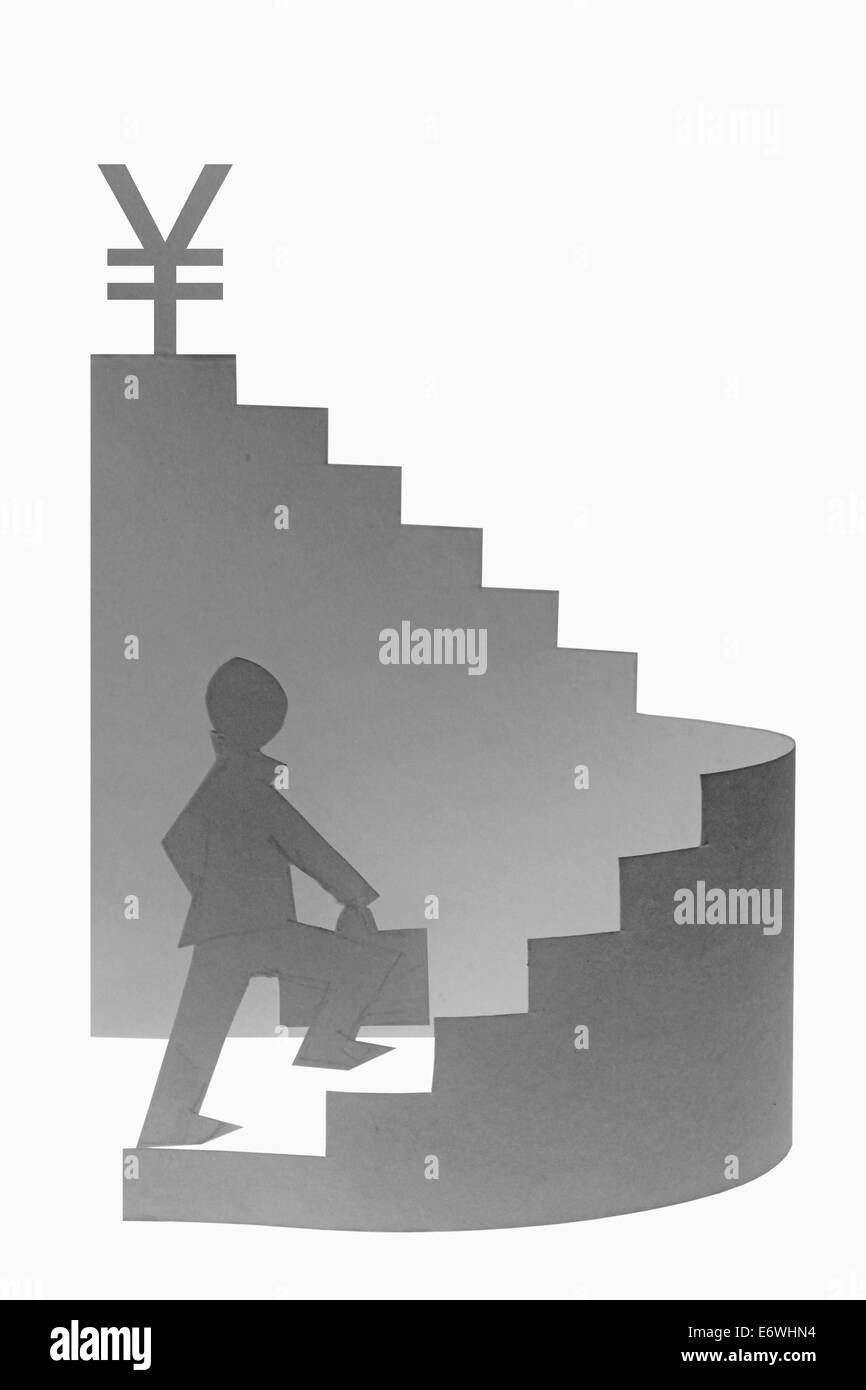 Imprenditore intensificare una scala Foto Stock