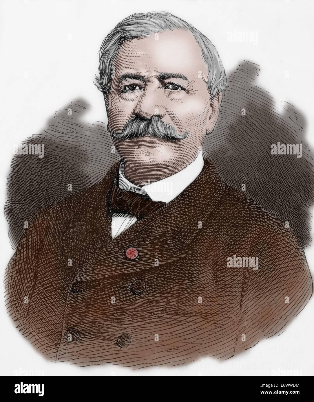 Ferdinando de Lesseps (1805-1894). Diplomatico francese e imprenditore. L'incisione nel mondo illustrato, 1882. Colorati. Foto Stock