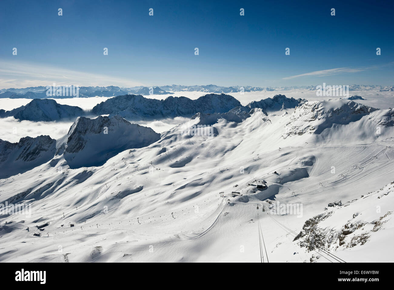 Ski Resort, Zugspitze, Garmisch-Partenkirchen, Baviera, Germania Foto Stock