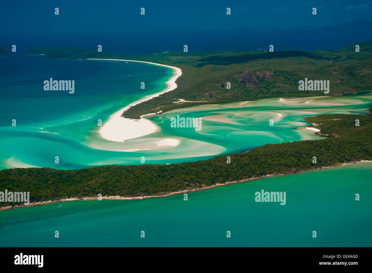 Vista aerea di Whitehaven nelle isole Whitsunday, Queensland, Australia Foto Stock