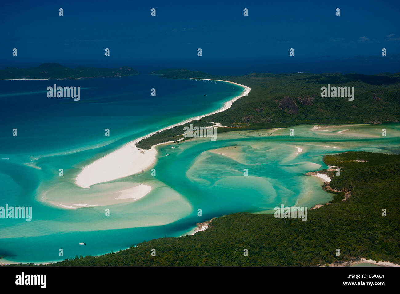 Vista aerea di Whitehaven nelle isole Whitsunday, Queensland, Australia Foto Stock