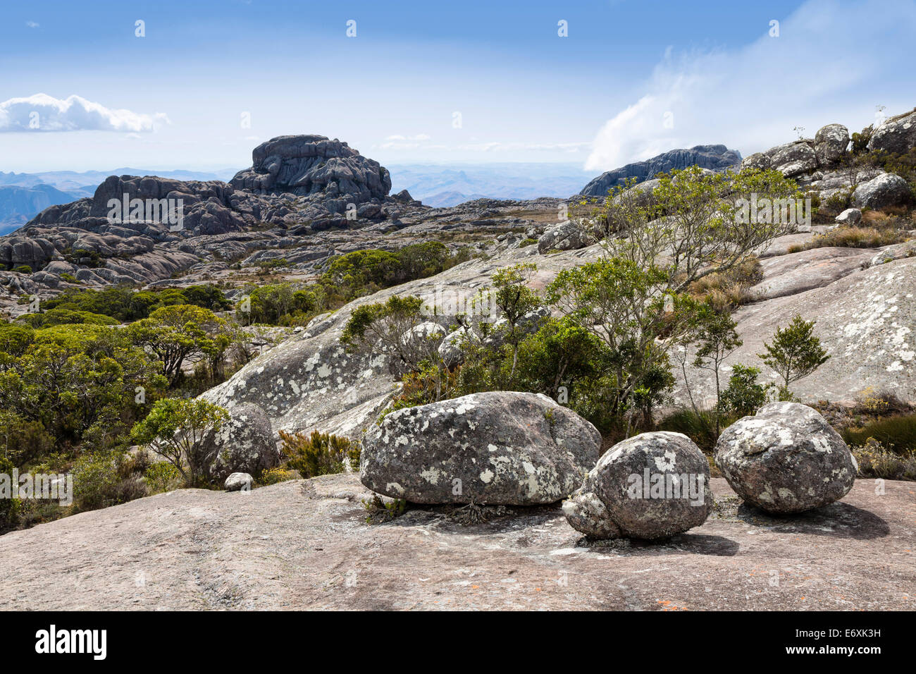 Le formazioni rocciose di Andringitra Mountain Range, Andringitra National Park, Sud del Madagascar, Africa Foto Stock