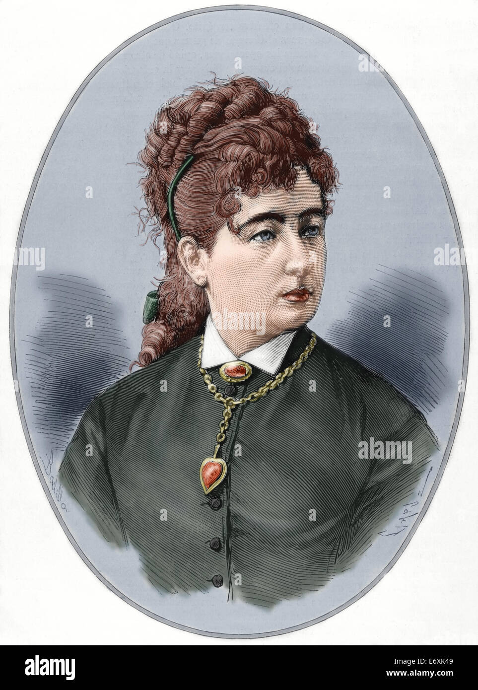 Pauline Lucca (1841-1908). Soprano austriaco. Incisione in spagnolo e illustrazione americana, 1878. Colorati. Foto Stock