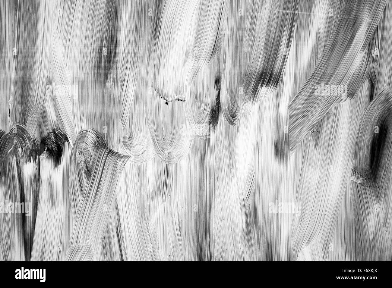 Abstract texture di sfondo, vernice bianca pattern su vetro scuro Foto Stock