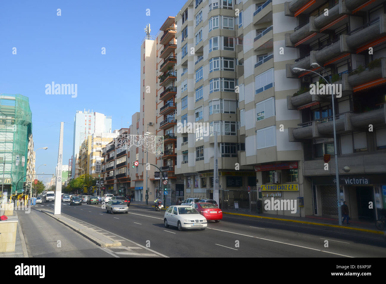 Avenue de Cayetano del Toro, Cádiz, Provincia di Cadice, Andalusia, il Regno di Spagna Foto Stock