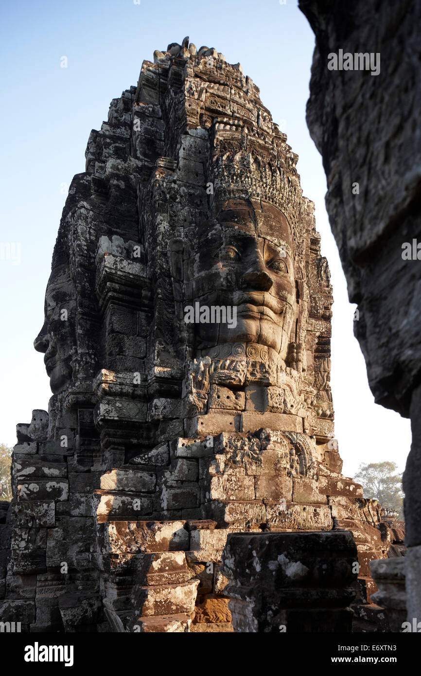 Tempio Bayon, Parco Archeologico di Angkor, Siem Reap, Cambogia Foto Stock