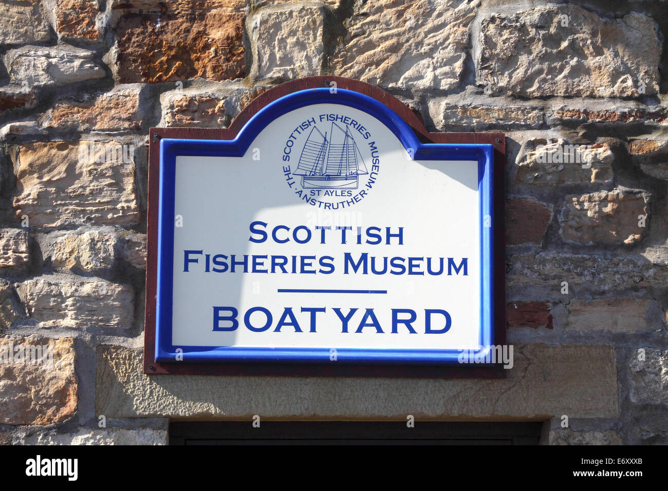 Segno per la pesca scozzese Museum di Anstruther, Fife, Scozia Foto Stock