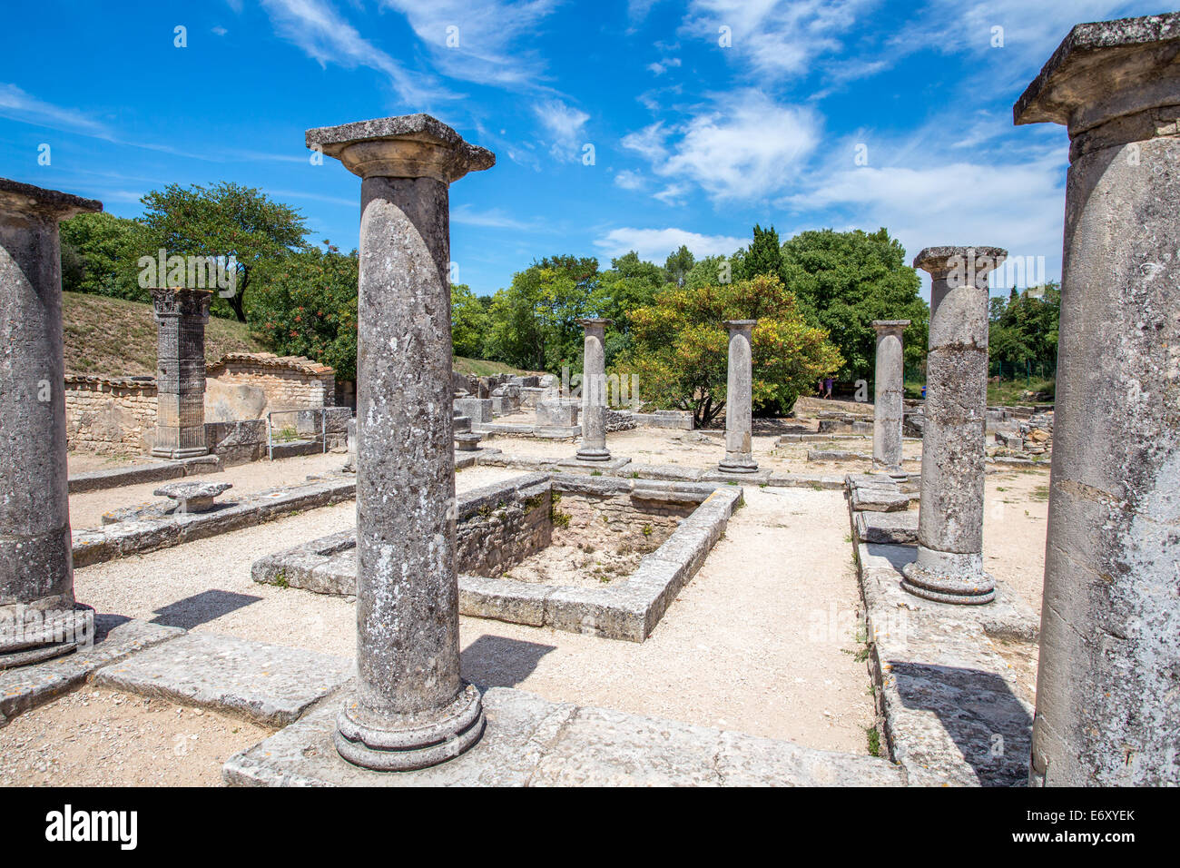 Glanum città romana Rovine di San Remy de Provence, Provenza, Francia Foto Stock