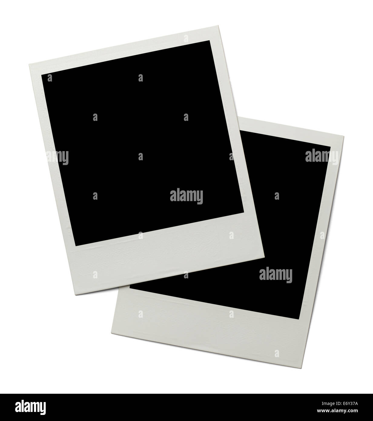 Due retrò Polaroid isolati su sfondo bianco. Foto Stock