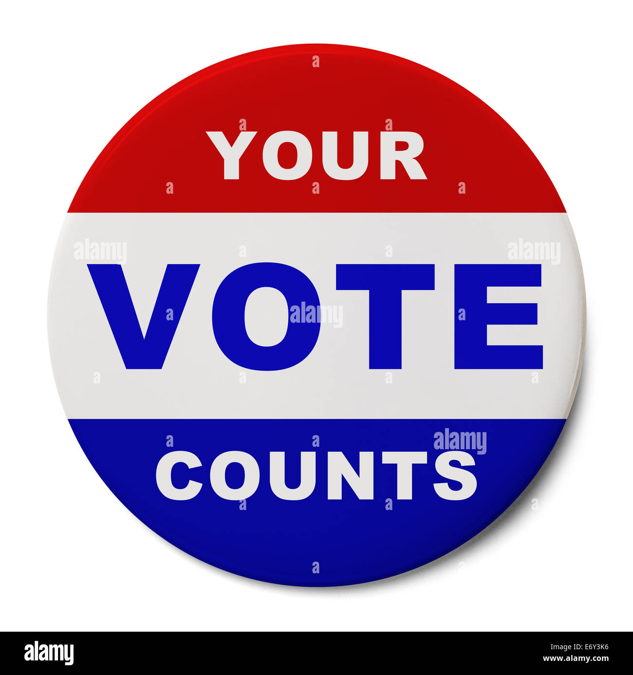 Il voto politico il Badge Pin isolato su sfondo bianco. Foto Stock