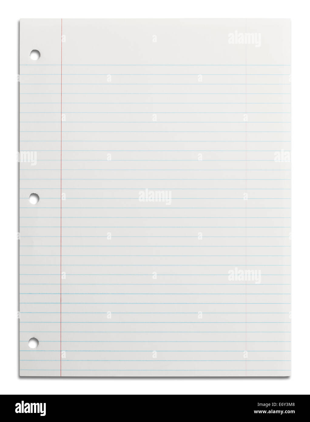 Scuola di vuoto di carta di linea con copia spazio isolato su sfondo bianco. Foto Stock