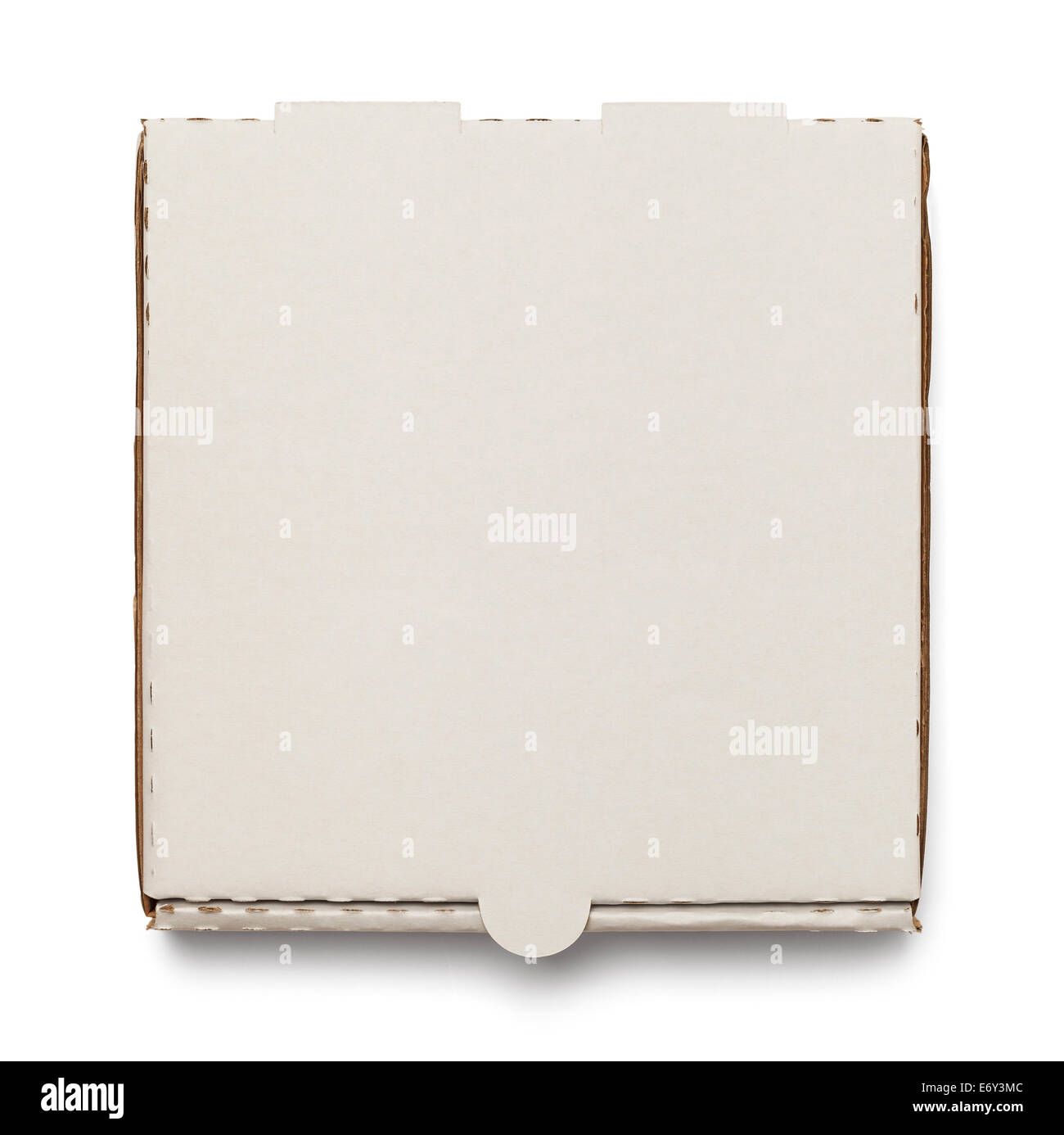 Il cartone Scatola pizza con copia spazio isolato su sfondo bianco. Foto Stock