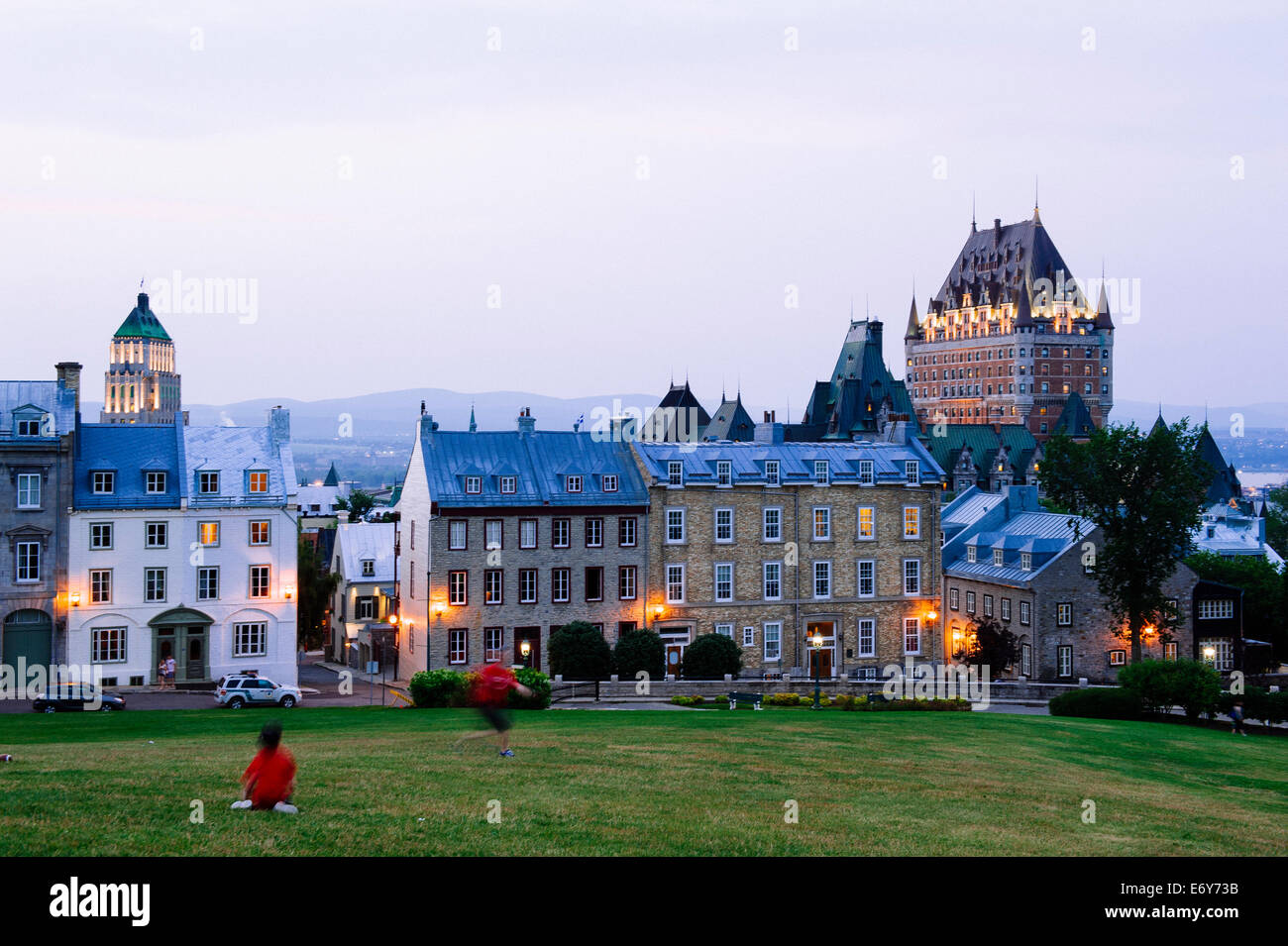 Lo Château Frontenac in Québec, Canada - il punto di riferimento per la costruzione di questa città storica. Foto Stock