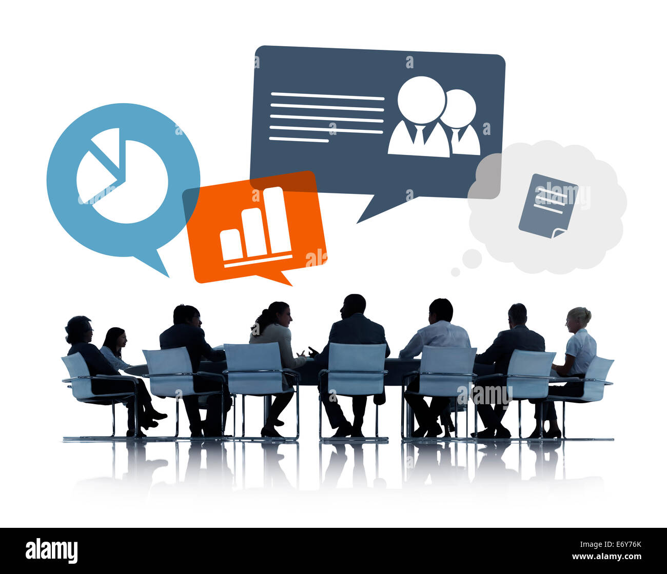 Sagome di Business persone per discutere le questioni aziendali Foto Stock