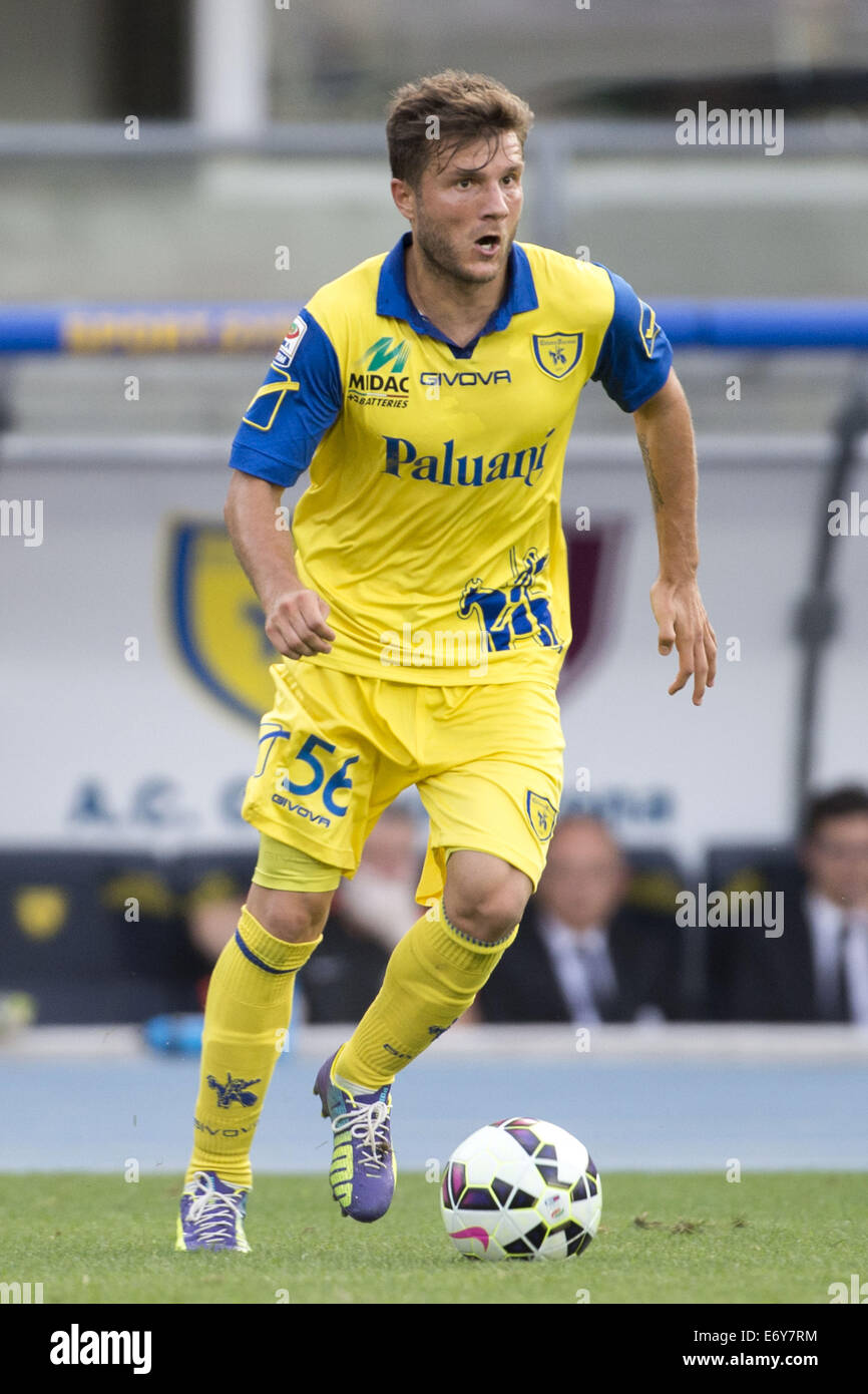 Verona, Italia. Il 30 agosto, 2014. Perparim Hetemaj (Chievo) Calcio/Calcetto : Italiano 'Serie A' match tra Chievo Verona 0-1 Juventus allo Stadio Marc'Antonio Bentegodi a Verona, Italia . © Maurizio Borsari/AFLO/Alamy Live News Foto Stock