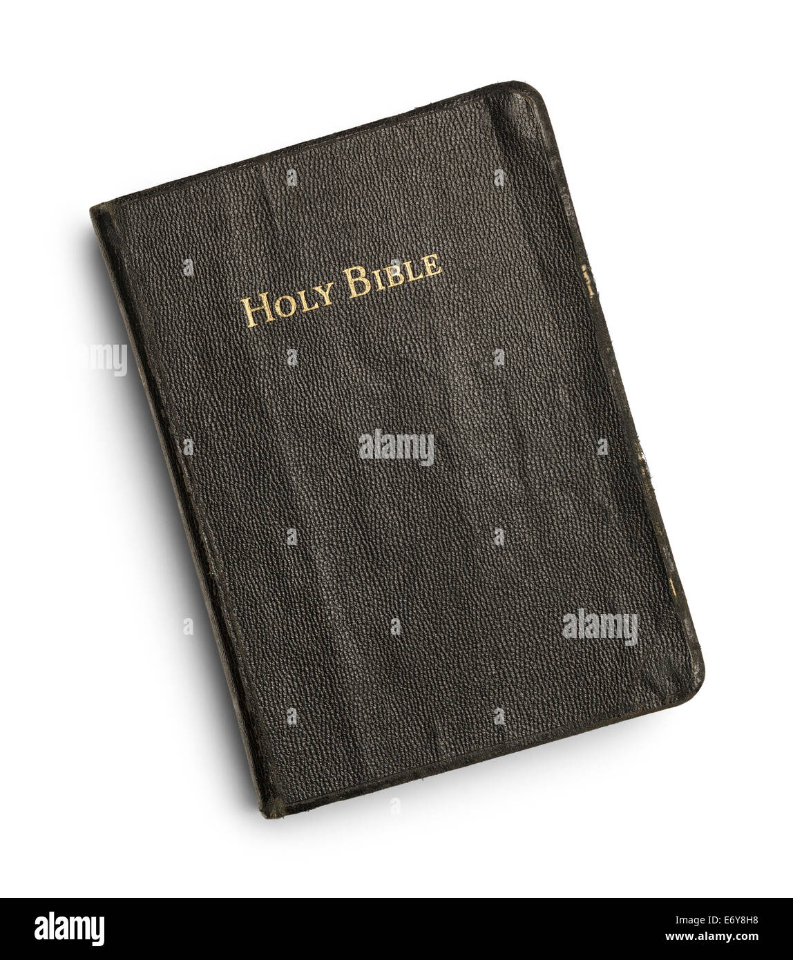 Ben utilizzato la Bibbia con Pagine Rosse isolato su sfondo bianco. Foto Stock