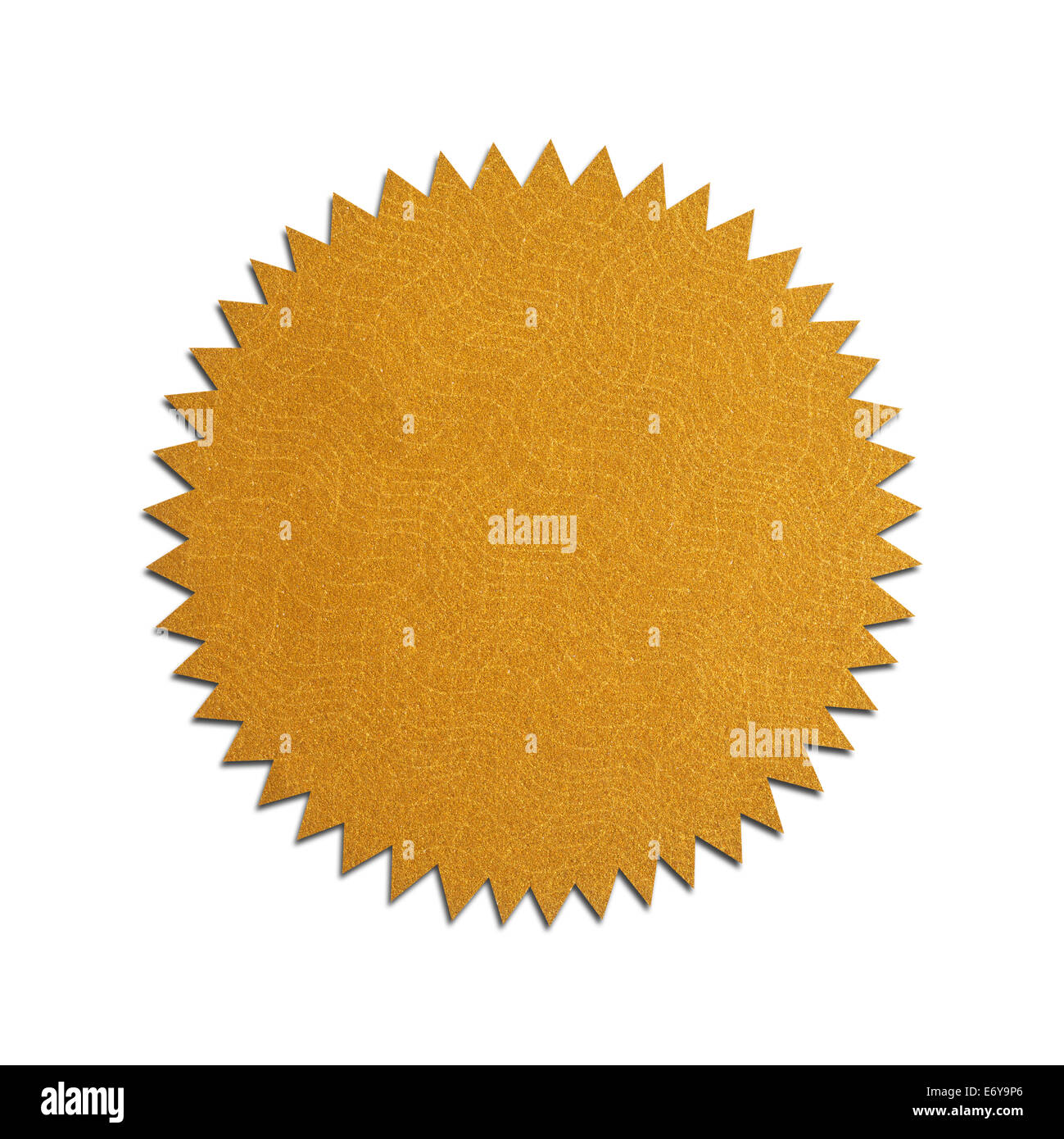 Textured Gold Seal con copia spazio isolato su sfondo bianco. Foto Stock