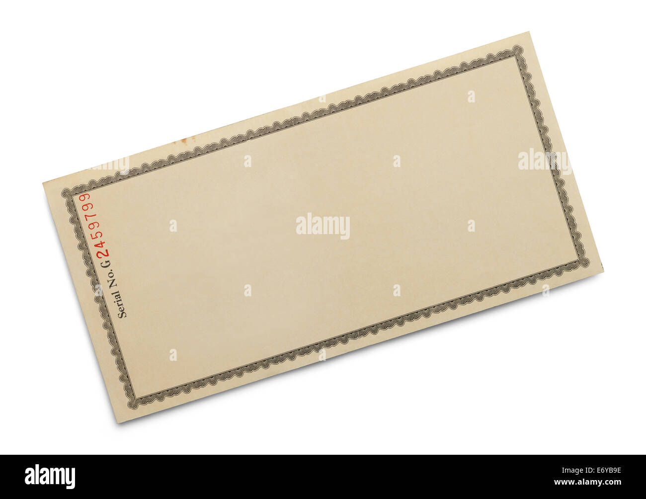Carta ornati certificato con copia spazio isolato su sfondo bianco. Foto Stock