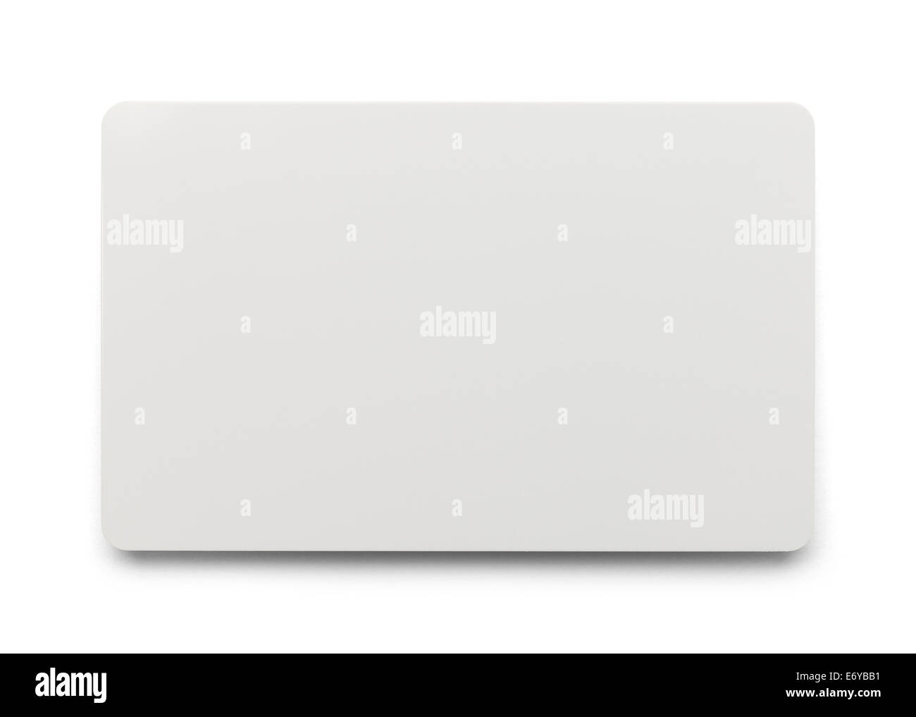 Bianco carta di plastica con copia spazio isolato su sfondo bianco. Foto Stock