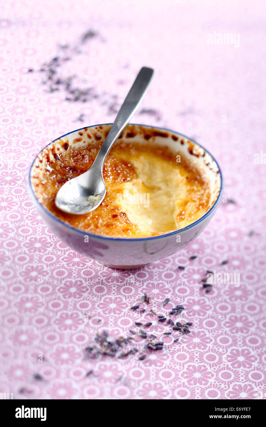 Lavanda-aromatizzati crème brûlée Foto Stock
