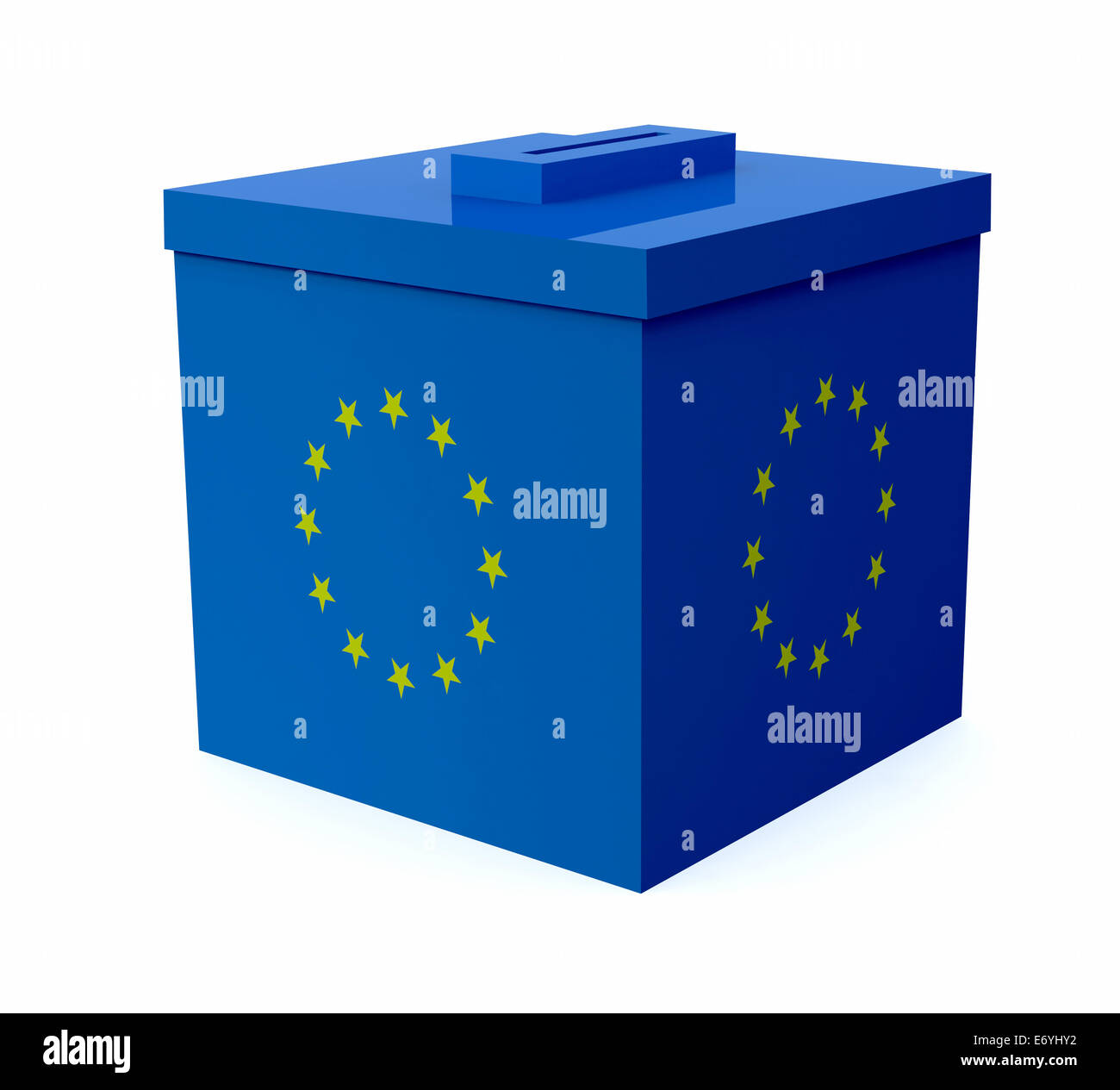 Urna colorate con bandiera europea, 3d illustrazione Foto Stock