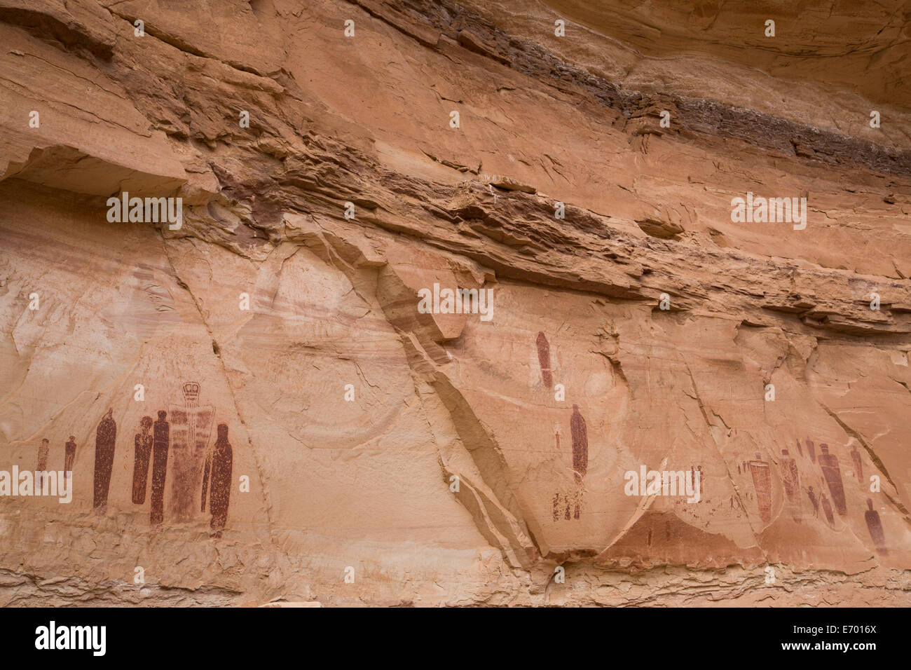Stati Uniti d'America, il Parco Nazionale di Canyonlands, Horseshoe Canyon, Grande Galleria il pittogramma pannello, barriera stile Canyon Foto Stock