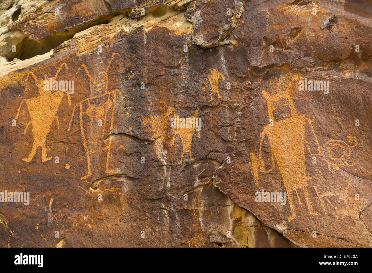 Stati Uniti d'America, Utah, Dinosaur National Monument, McKee molla petroglifi stile di Fremont, ANNUNCIO 700 - ANNUNCIO 1200 Foto Stock