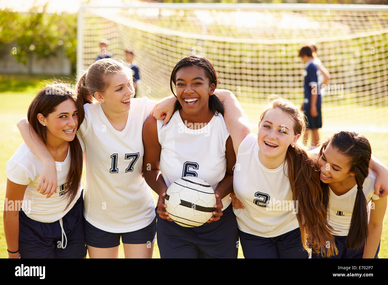 I membri femminili di alta scuola calcio Team Foto Stock