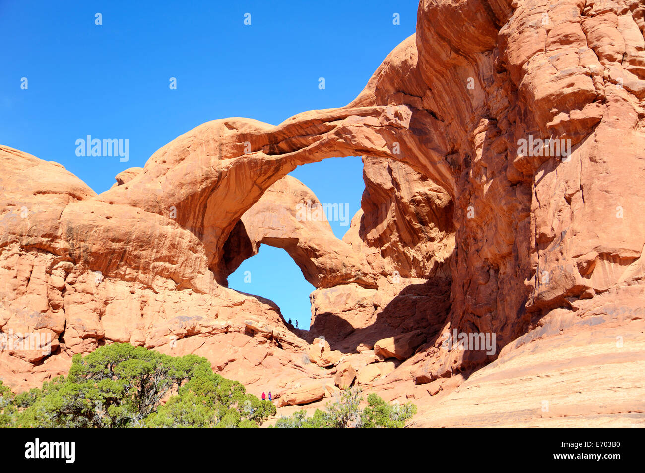 Stati Uniti d'America, Utah, Parco Nazionale di Arches, il doppio arco Foto Stock