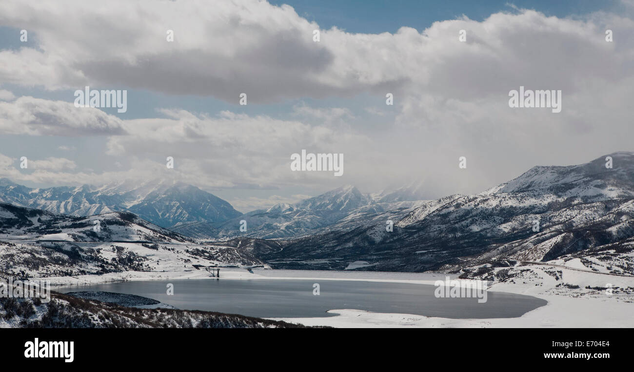 Serbatoio Jordanelle in inverno, Park City, Utah, Stati Uniti d'America Foto Stock