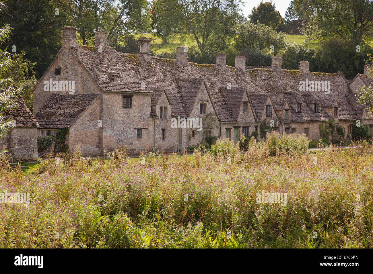 Arlington tessitori di riga cottages, Bibury, Cotswolds, REGNO UNITO Foto Stock