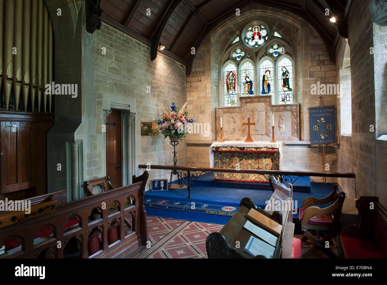 La modifica della chiesa parrocchiale di Santa Maria, Lower Slaughter, Gloucestershire, England, Regno Unito Foto Stock