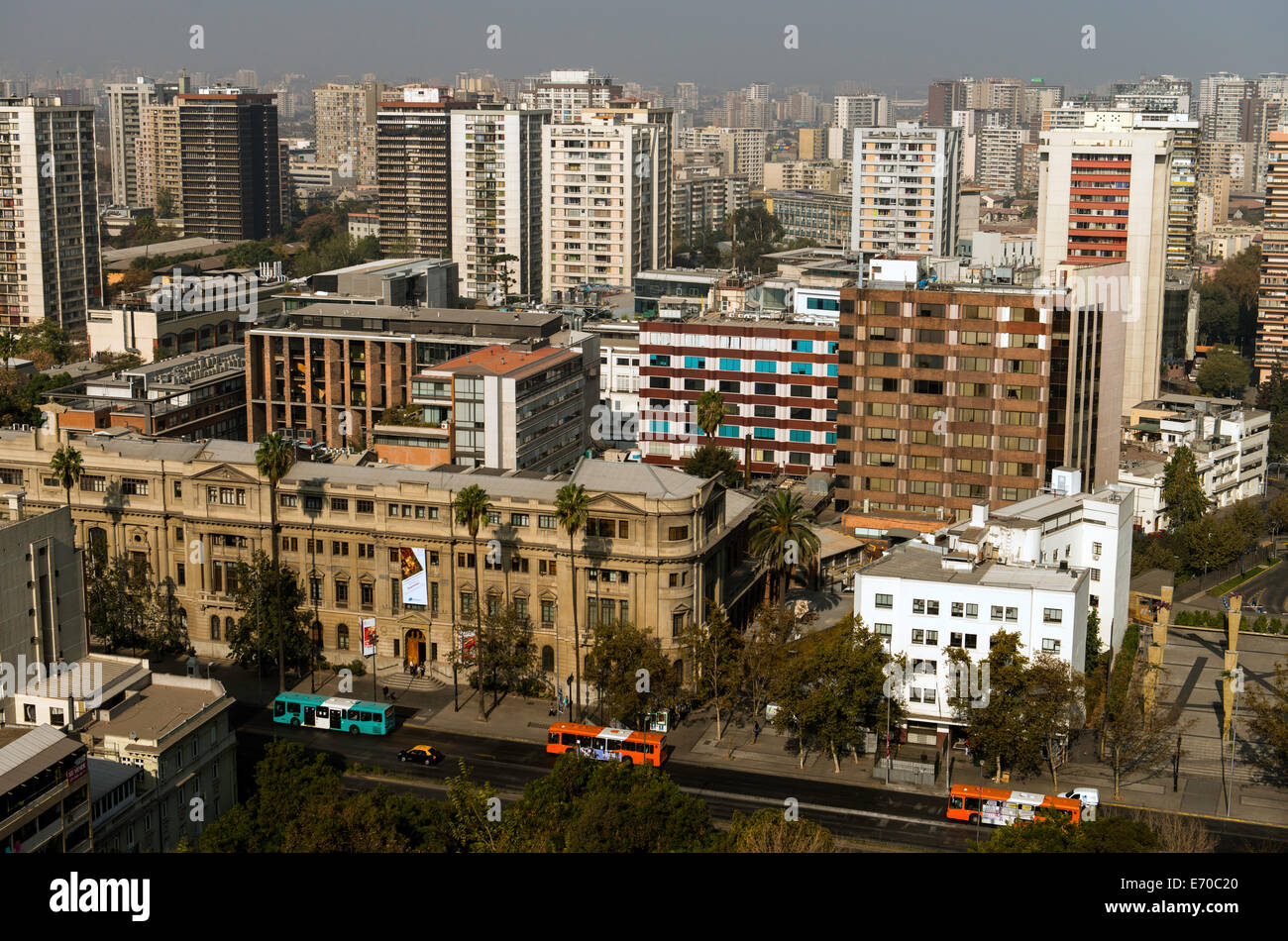 Vista panoramica della città di Santiago del Cile, Cile, Sud America Foto Stock