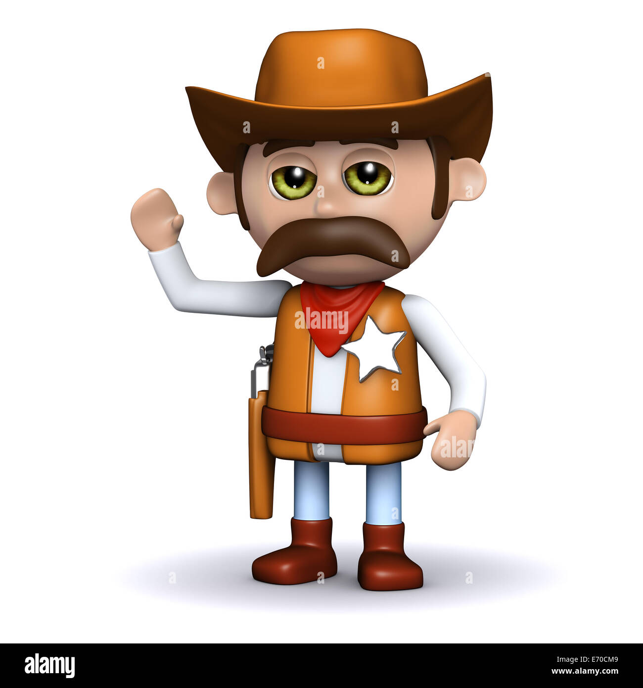 3D render di un cowboy salutando Foto Stock