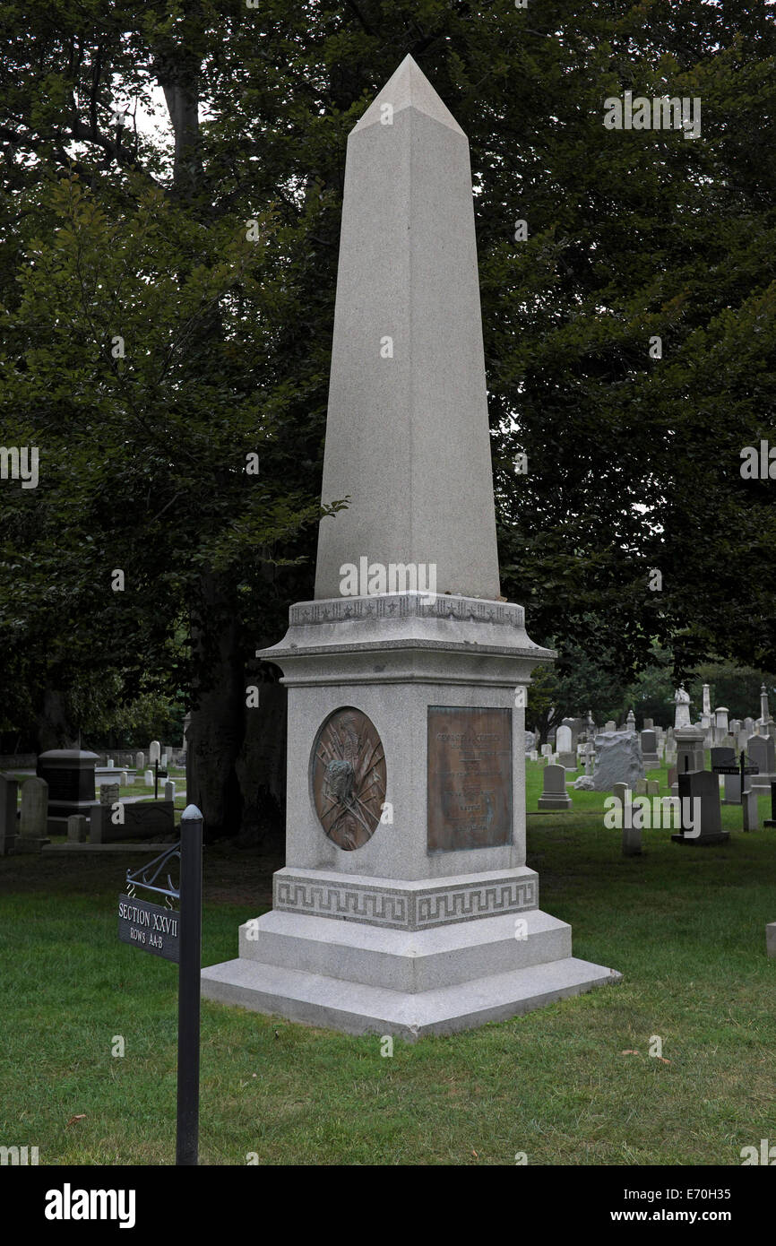 Tomba del generale George Armstrong Custer, 1839 - 1876, West Point cimitero, New York Foto Stock