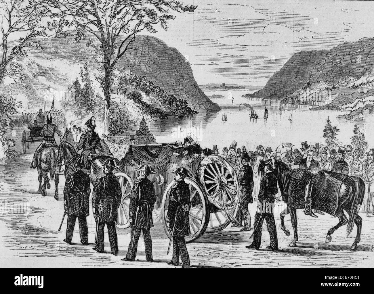 Il cuscinetto rimane al cimitero - la sepoltura del generale Custer a West Point, Ottobre 1877 Foto Stock