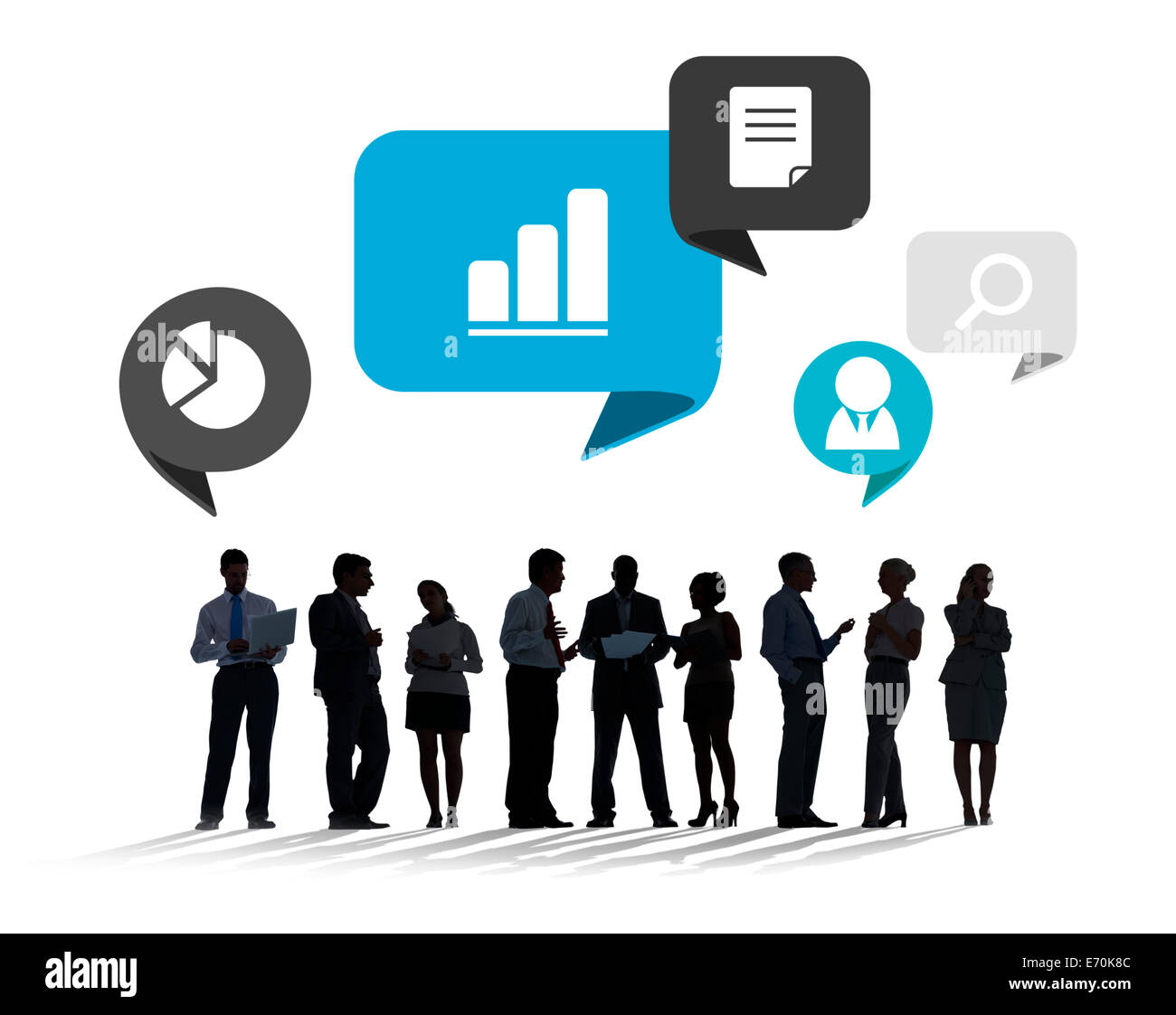 Sagome di Business persone per discutere le questioni aziendali Foto Stock
