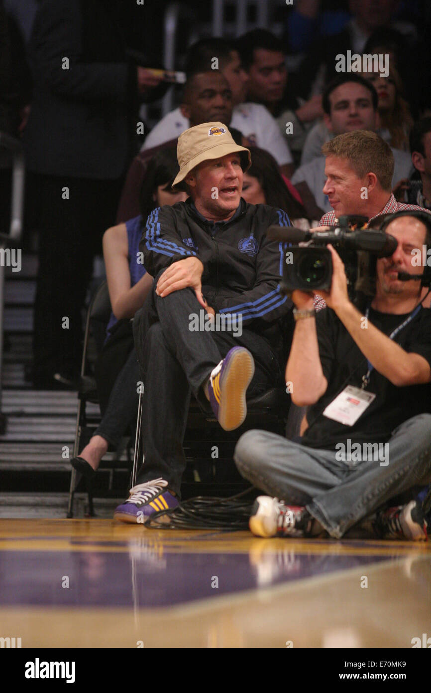 Venerdì 28 Febbraio, 2014; celebrità presso i Lakers gioco. I Los Angeles Lakers sconfitti i Sacramento Kings mediante il punteggio finale di 126-122 a Staples Center in downtown Los Angeles, CA. Dotato di: Will Ferrell dove: Los Angeles, California, Regno Stat Foto Stock