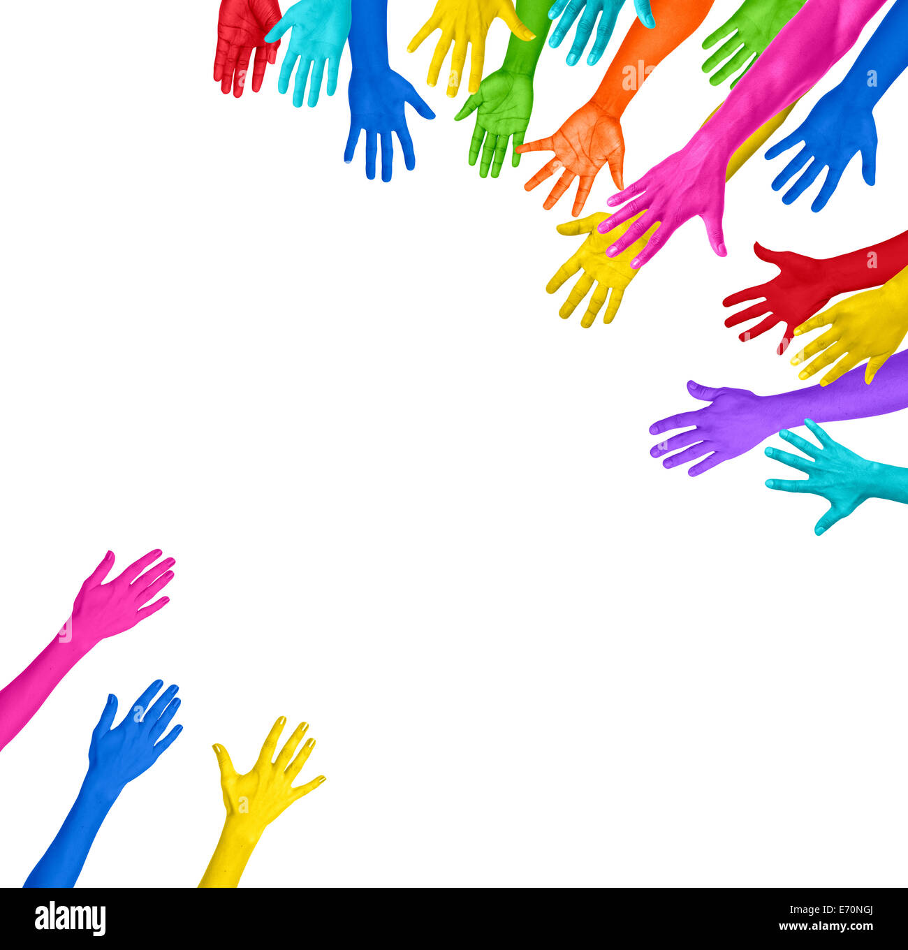Bracci multicolore portata fuori per ogni altro Foto Stock