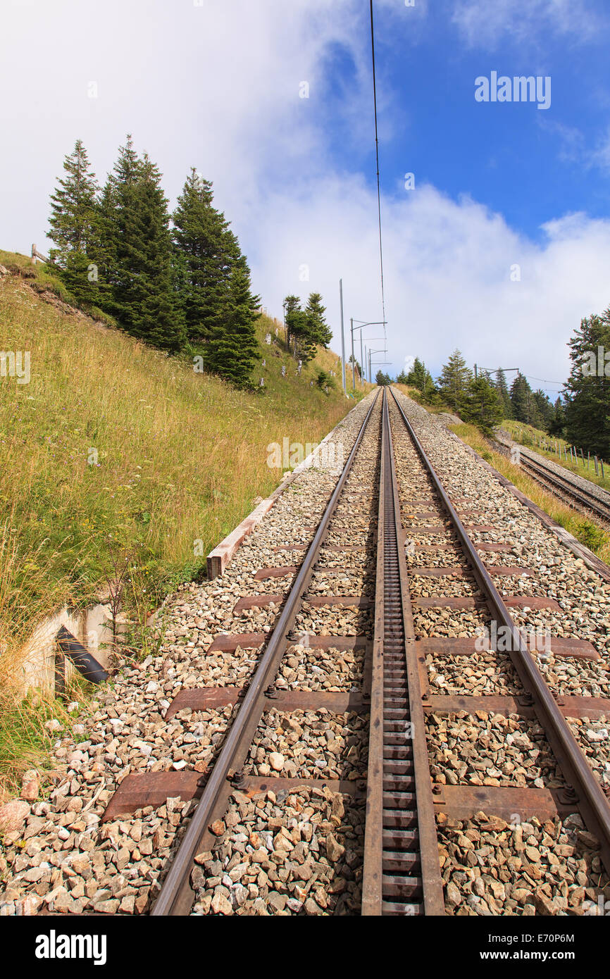 Ferrovia a cremagliera su Mt. Rigi, Svizzera Foto Stock