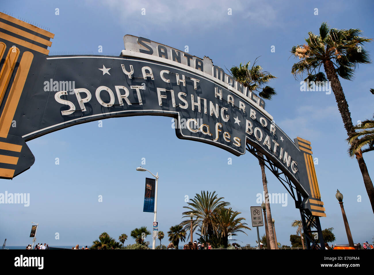 Segno di arco, Santa Monica Pier, Los Angeles, California, Stati Uniti d'America Foto Stock