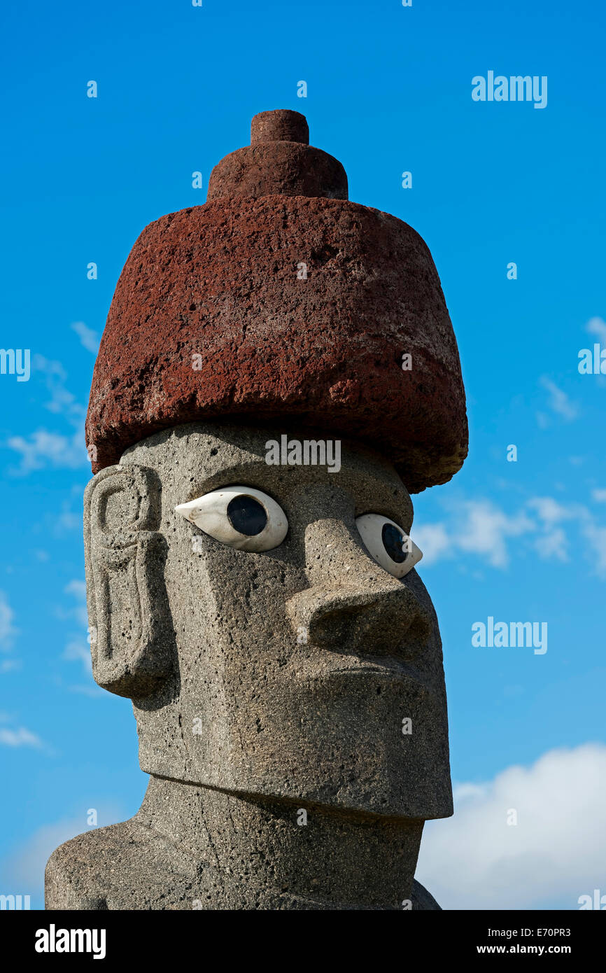 Moai statua, testa, Isola di Pasqua, Cile Foto Stock