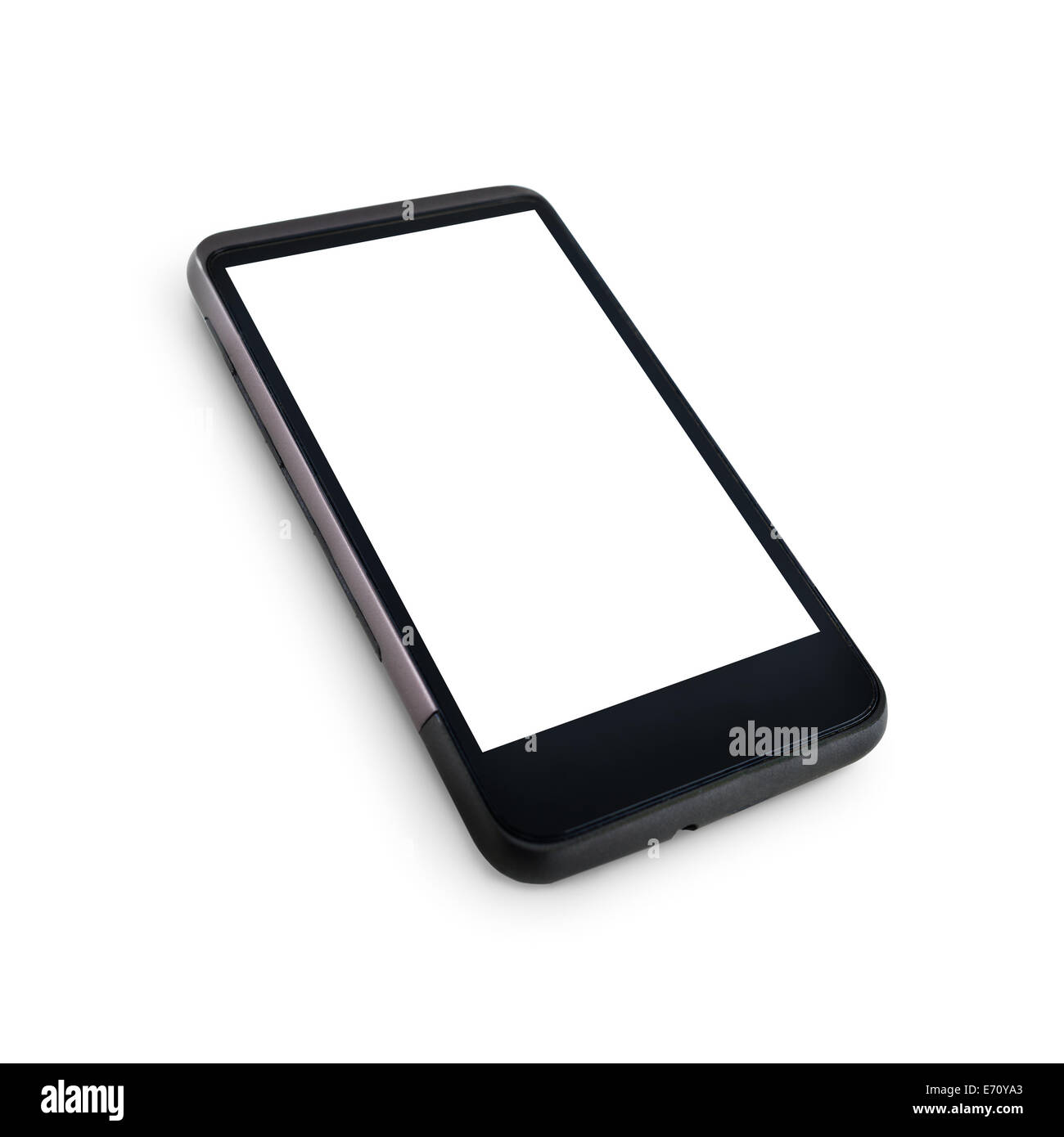 Generico mobile smart phone con schermata vuota bianca su sfondo bianco Foto Stock