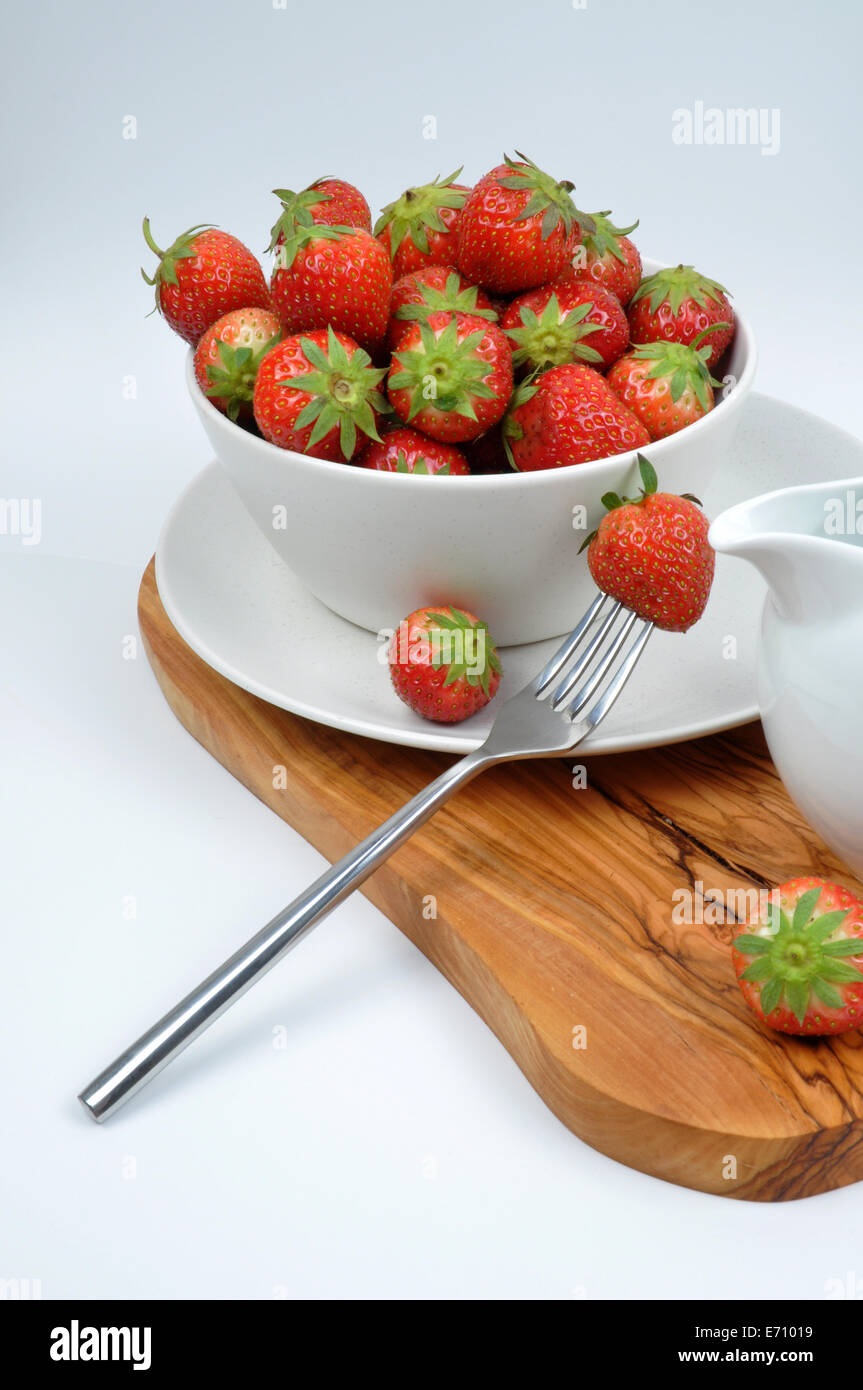 Coppa di fragole e panna Foto Stock