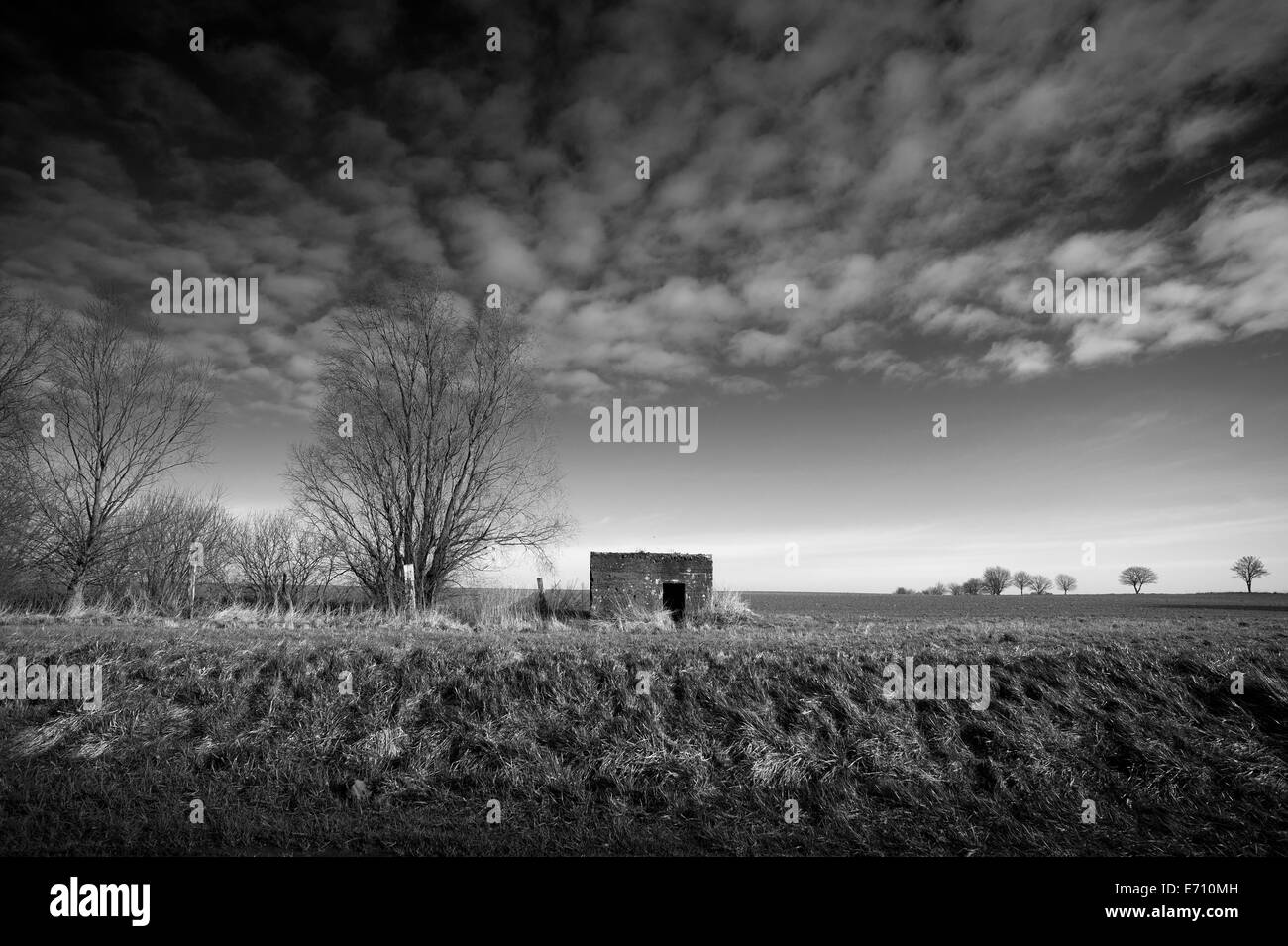 Somme WW1 Battlefield 1 luglio-novembre 1916, Francia. Scatola di pillole tedesco sulla strada Albert-Bapaume. Febbraio 2014 Foto Stock