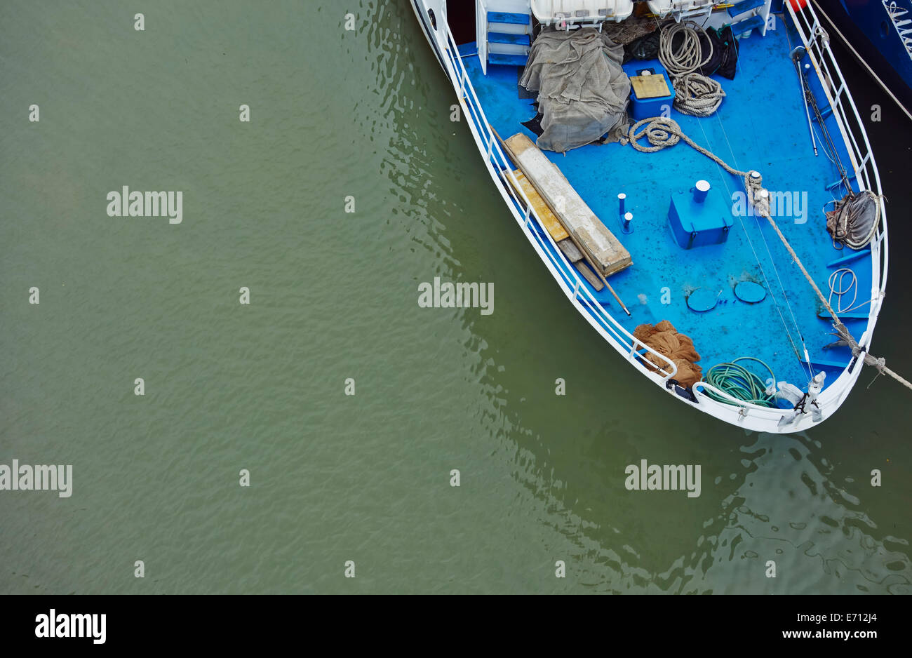 Vista aerea della barca e acqua, Pescara, Abruzzo, Italia Foto Stock