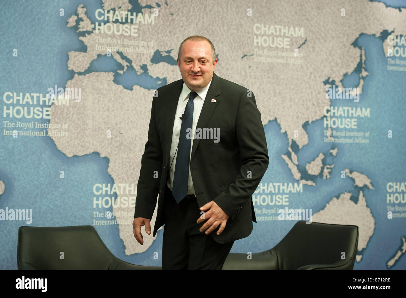 Londra, Regno Unito. Il 3 settembre, 2014. Il presidente georgiano Giorgi Margvelashvili offre il suo indirizzo a Chatham House, 'la Georgia e la sicurezza europea sulla scia della crisi in Ucraina', mercoledì 3 settembre, 2014. Credito: Heloise/Alamy Live News Foto Stock