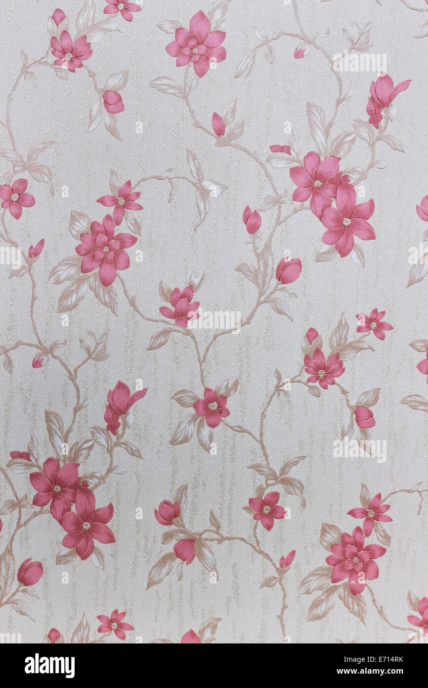 La carta da parati rosa con disegno floreale Foto Stock