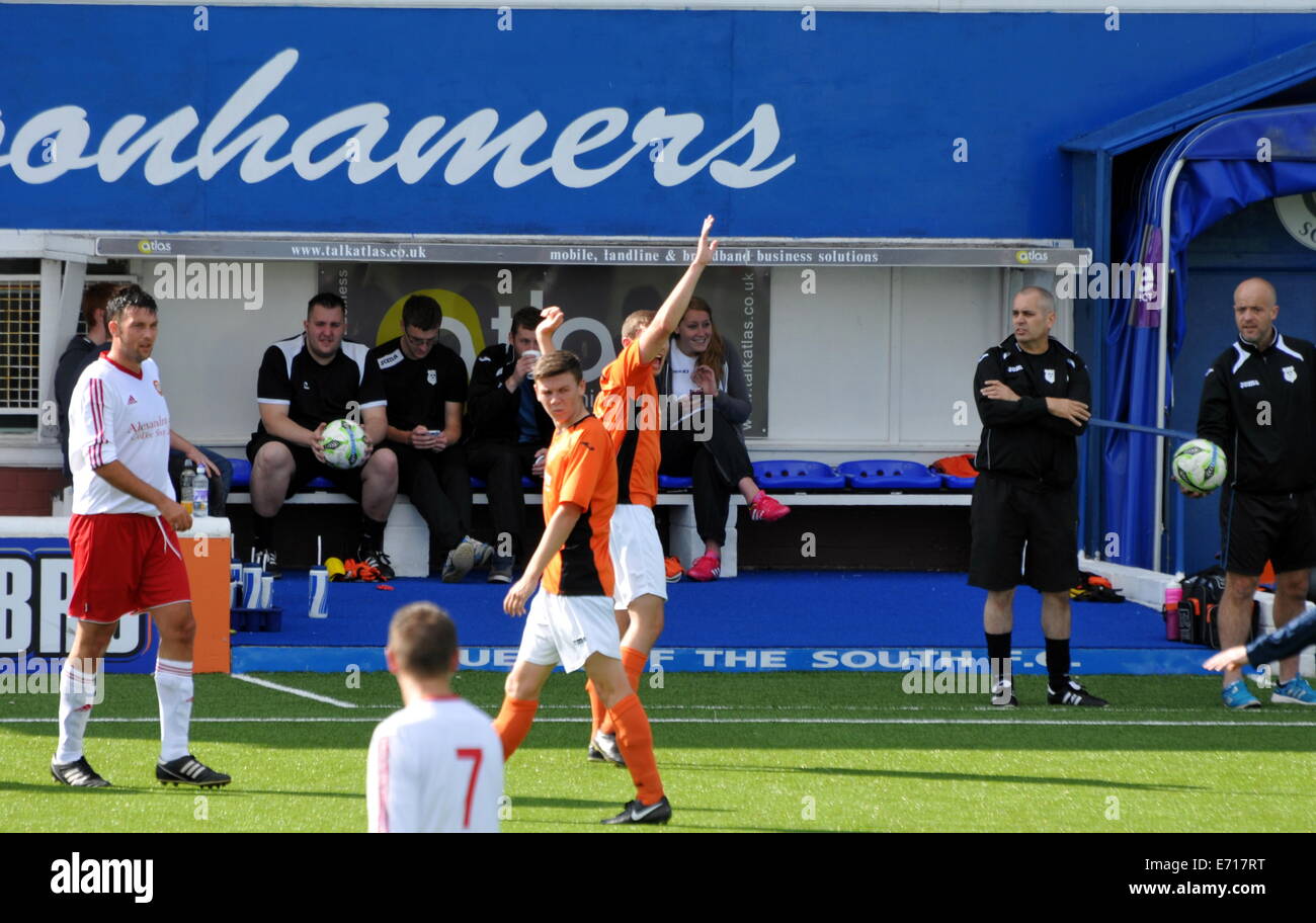 Il sud della Scozia League Heston Rovers 0 Wigtown e Bladnock 1 Palmerston Park Dumfries Sabato 30 Agosto 2014 Foto Stock